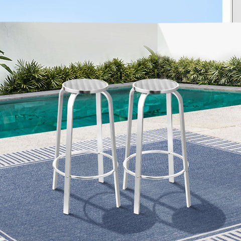 Gardeon 2x Outdoor Bar Stools Aluminum Chez Guru