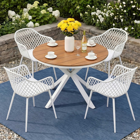 Gardeon 5PCS Outdoor Dining Set Table and Chairs Patio Garden Furniture Diamond