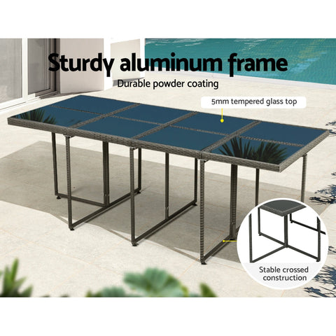 Gardeon Outdoor Dining Set 13 Piece Wicker Table Chairs Setting Grey Chez Guru