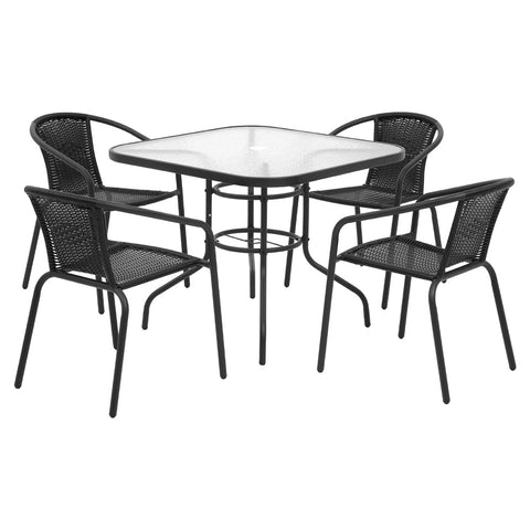 Gardeon Outdoor Dining Set 5 Piece Steel Stackable Chairs Table Patio Furniture Chez Guru