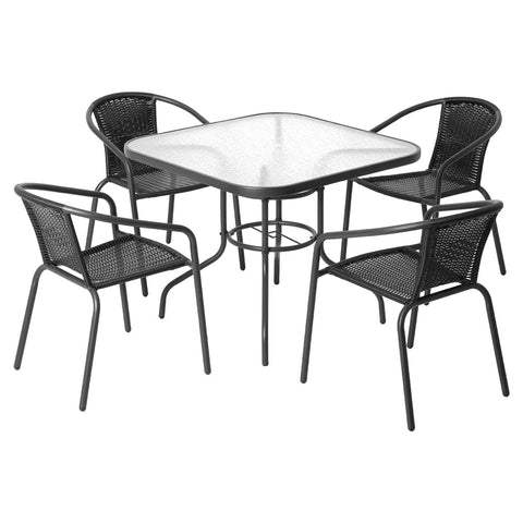 Gardeon Outdoor Dining Set 5 Piece Steel Stackable Chairs Table Patio Furniture Chez Guru