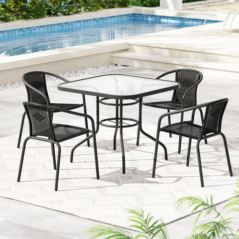 Gardeon Outdoor Dining Set 5 Piece Steel Stackable Chairs Table Patio Furniture Chez Guru
