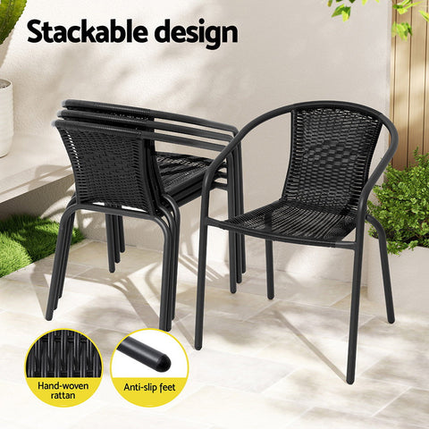 Gardeon Outdoor Dining Set 5 Piece Steel Stackable Chairs Table Patio Furniture Chez Guru