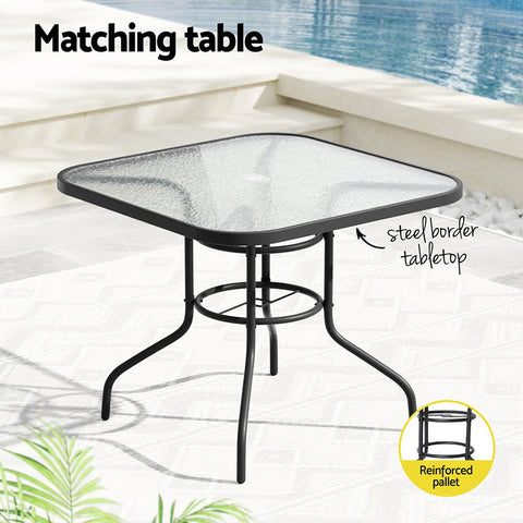 Gardeon Outdoor Dining Set 5 Piece Steel Stackable Chairs Table Patio Furniture Chez Guru