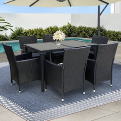 Gardeon Outdoor Dining Set 7 Piece Wicker Lounge Setting Black Chez Guru