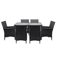 Gardeon Outdoor Dining Set 7 Piece Wicker Lounge Setting Black Chez Guru