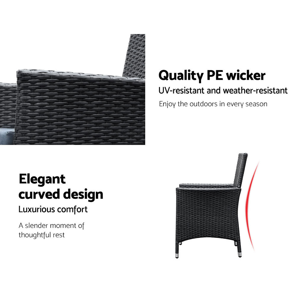 Gardeon Outdoor Dining Set 9 Piece Wicker Lounge Setting Black Chez Guru