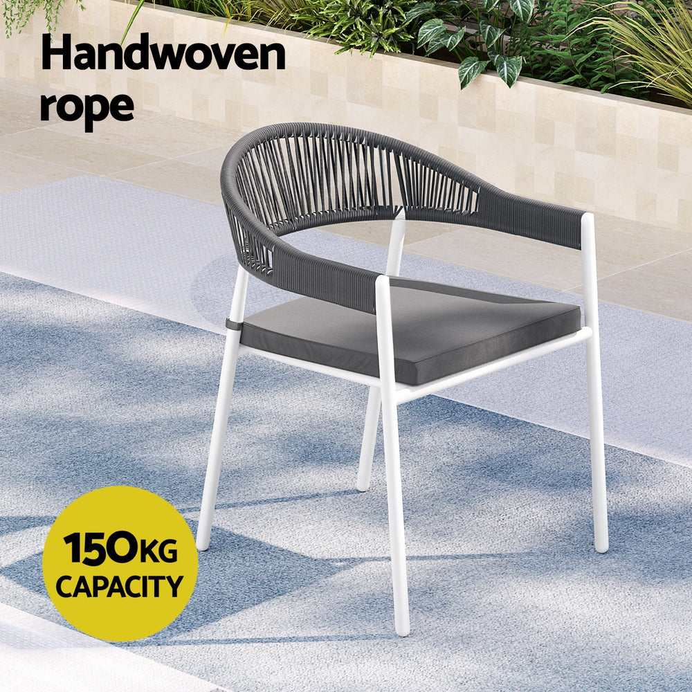 Gardeon Outdoor Dining Set 9 Piece Steel Table Chairs Setting White Chez Guru