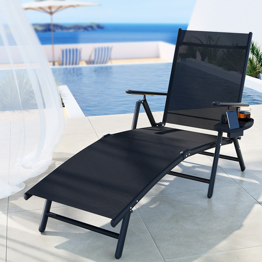 Gardeon Sun Lounge Outdoor Lounger Aluminium Folding Beach Chair Camping Patio Chez Guru