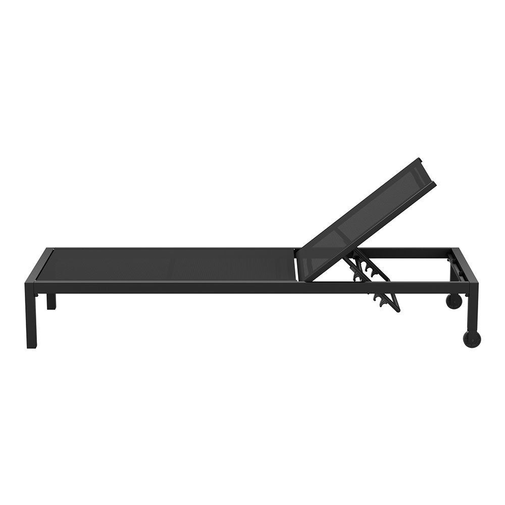 Gardeon Sun Lounge Outdoor Lounger Aluminium Folding Beach Chair Wheels Black Chez Guru