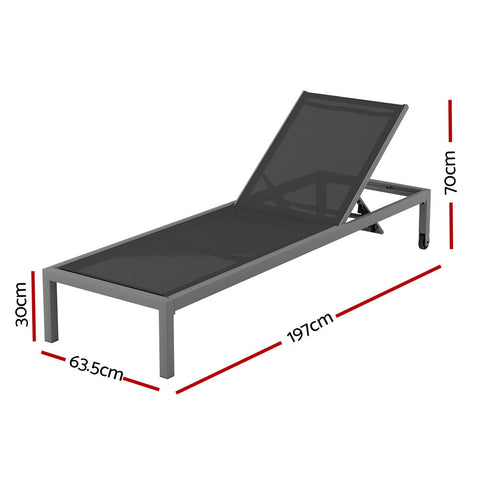 Gardeon Sun Lounge Outdoor Lounger Aluminium Folding Beach Chair Wheels Patio Chez Guru