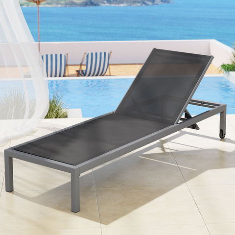 Gardeon Sun Lounge Outdoor Lounger Aluminium Folding Beach Chair Wheels Patio Chez Guru