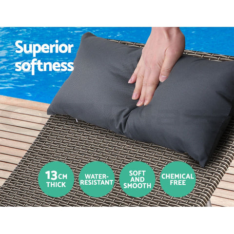 Gardeon 2x Sun Lounge Wicker Lounger Outdoor Furniture Beach Armchair Adjustable Grey&Beige Chez Guru