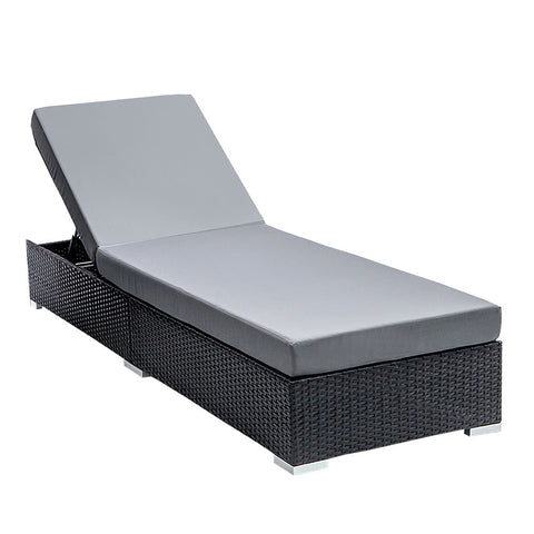 Gardeon Sun Lounge Wicker Lounger Outdoor Furniture Day Bed Adjustable Rattan Garden Cover Chez Guru