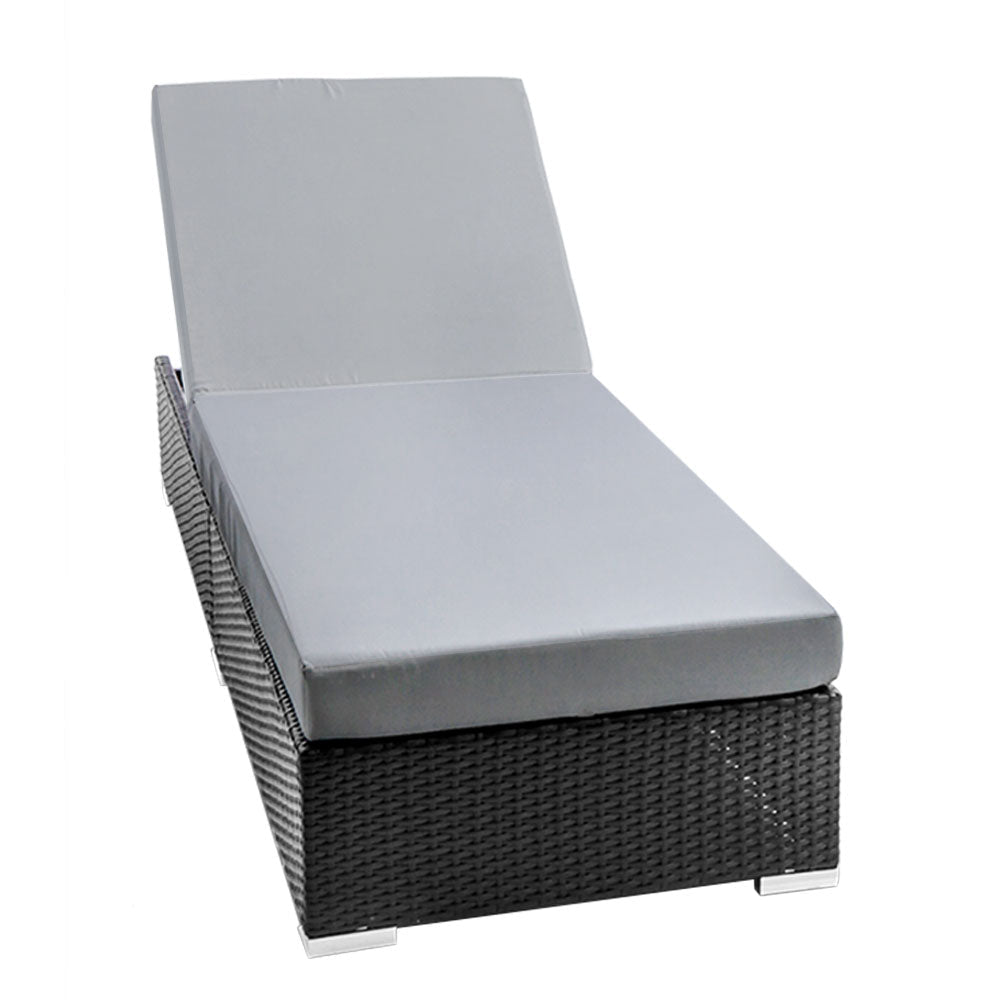 Gardeon Sun Lounge Wicker Lounger Outdoor Furniture Day Bed Adjustable Rattan Garden Cover Chez Guru