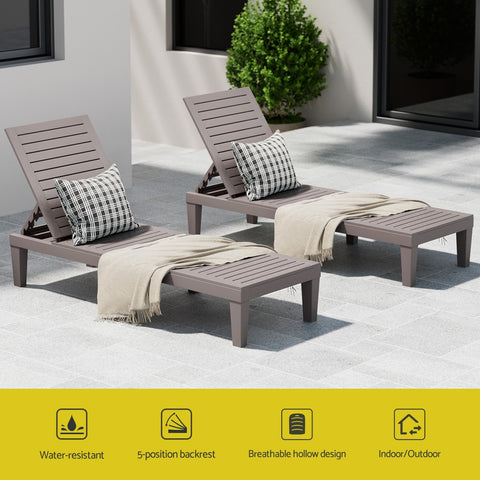 Gardeon Sun Lounge Adjustable Recliner Patio Outdoor Furniture Lightweight Grey