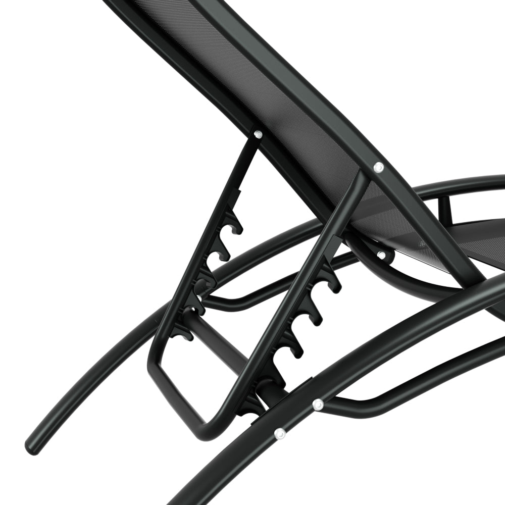 Gardeon 3PC Sun Lounge Outdoor Lounger Steel Table Chairs Patio Furniture Garden Chez Guru