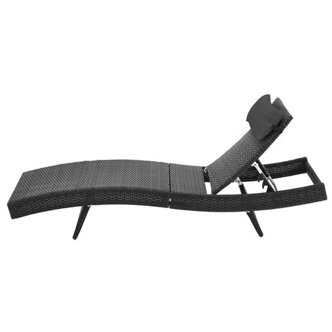 Gardeon Sun Lounge Wicker Lounger Outdoor Furniture Beach Chair Garden Adjustable Black Chez Guru