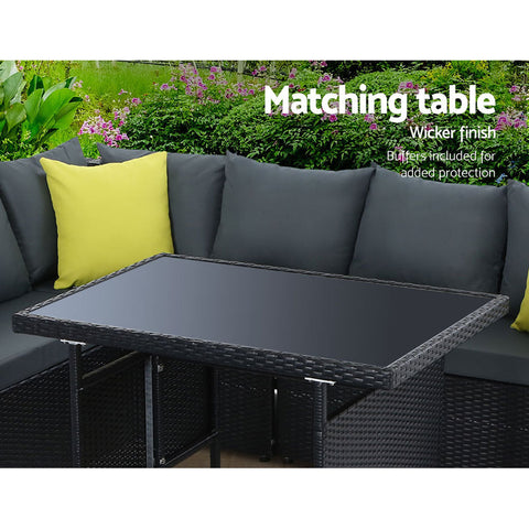 Gardeon Outdoor Dining Set Aluminum Table Chairs Wicker Setting Black Chez Guru