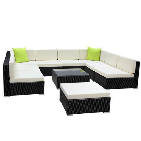 Gardeon 10-Piece Outdoor Sofa Set Wicker Couch Lounge Setting Cover Chez Guru