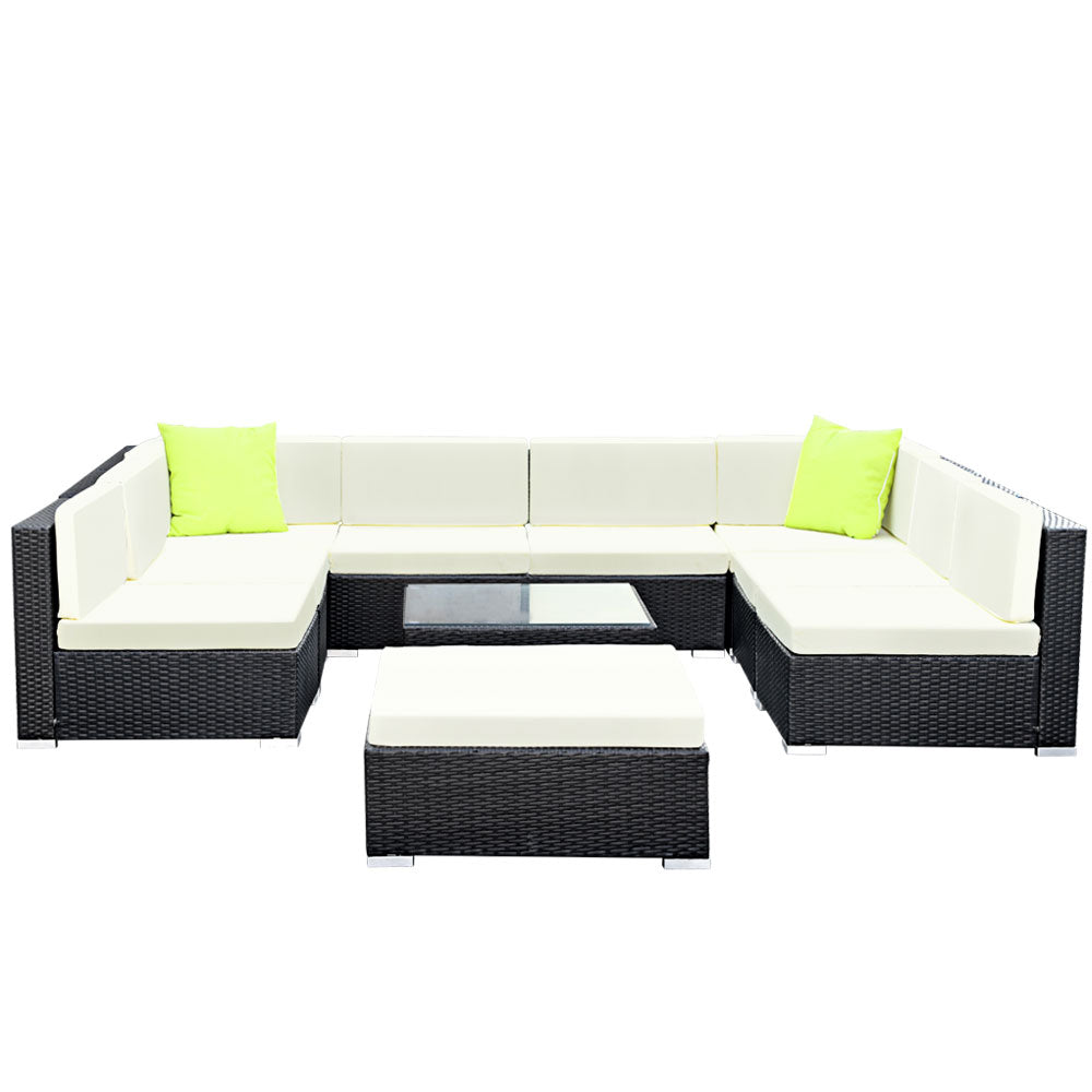 Gardeon 10-Piece Outdoor Sofa Set Wicker Couch Lounge Setting Cover Chez Guru