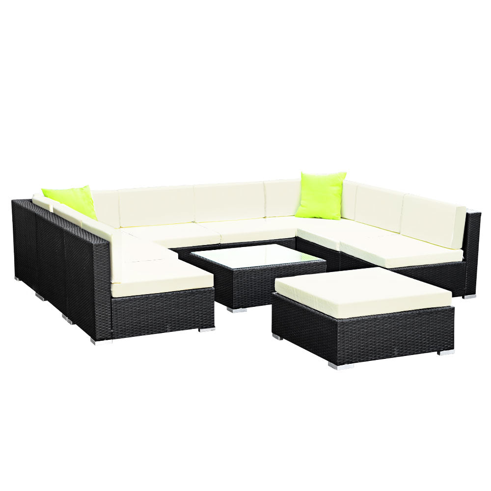Gardeon 10-Piece Outdoor Sofa Set Wicker Couch Lounge Setting Cover Chez Guru