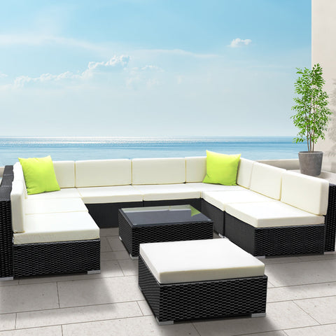Gardeon 10-Piece Outdoor Sofa Set Wicker Couch Lounge Setting 9 Seater Chez Guru