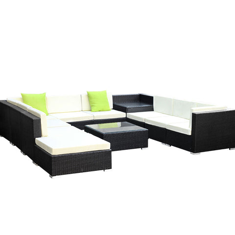 Gardeon 11PC Outdoor Furniture Sofa Set Wicker Garden Patio Lounge Chez Guru