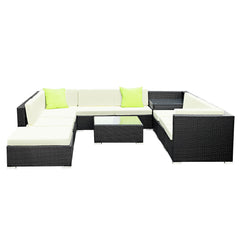 Gardeon 11PC Outdoor Furniture Sofa Set Wicker Garden Patio Lounge Chez Guru