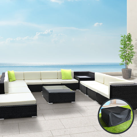 Gardeon 12PC Sofa Set with Storage Cover Outdoor Furniture Wicker Chez Guru