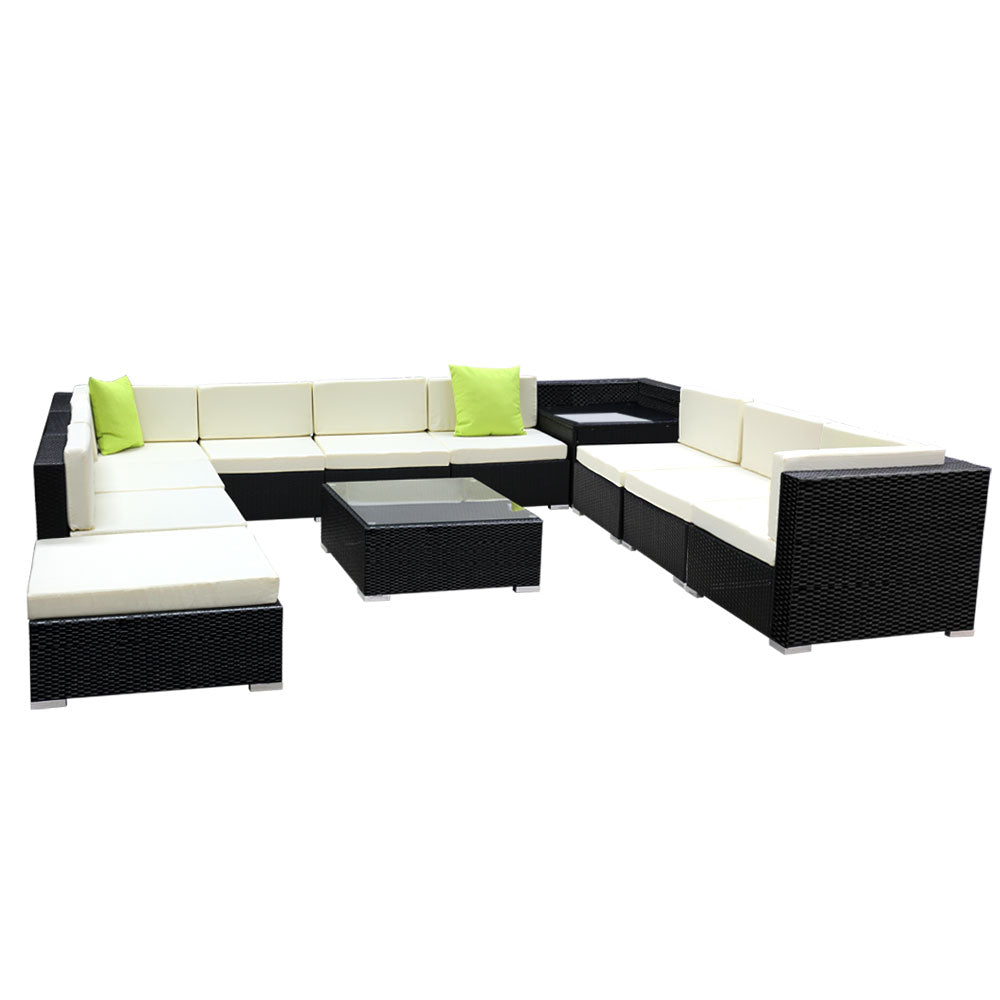 Gardeon 12PC Outdoor Furniture Sofa Set Wicker Garden Patio Lounge Chez Guru