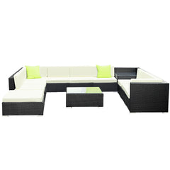 Gardeon 12PC Outdoor Furniture Sofa Set Wicker Garden Patio Lounge Chez Guru