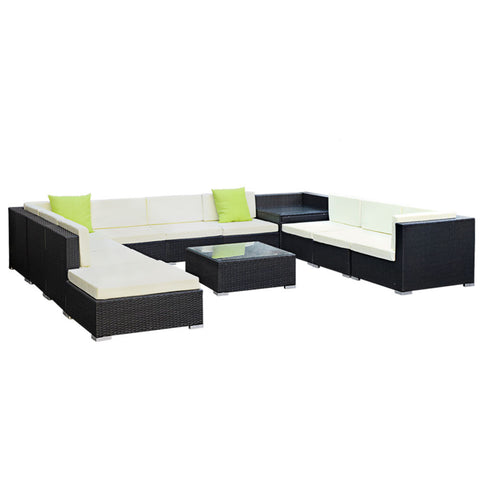 Gardeon 12PC Outdoor Furniture Sofa Set Wicker Garden Patio Lounge Chez Guru