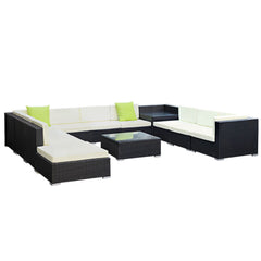 Gardeon 12PC Outdoor Furniture Sofa Set Wicker Garden Patio Lounge Chez Guru