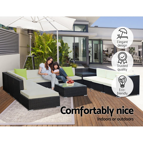 Gardeon 12PC Outdoor Furniture Sofa Set Wicker Garden Patio Lounge Chez Guru
