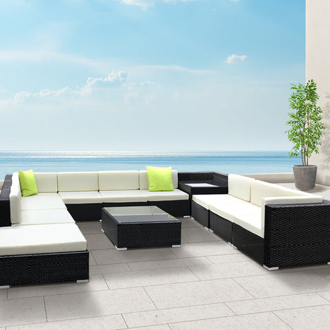 Gardeon 12PC Outdoor Furniture Sofa Set Wicker Garden Patio Lounge Chez Guru