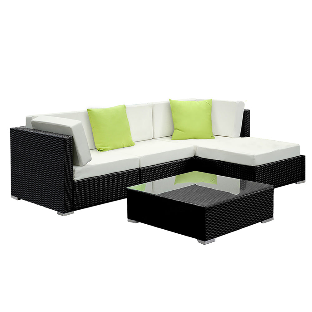 Gardeon 5-Piece Outdoor Sofa Set Wicker Couch Lounge Setting Cover Chez Guru