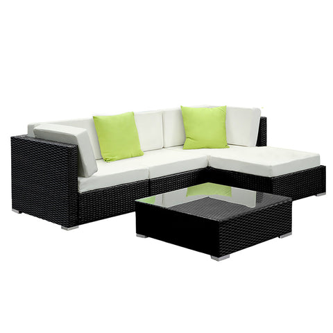 Gardeon 5-Piece Outdoor Sofa Set Wicker Couch Lounge Setting Cover Chez Guru