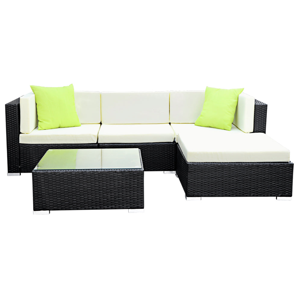 Gardeon 5-Piece Outdoor Sofa Set Wicker Couch Lounge Setting Cover Chez Guru