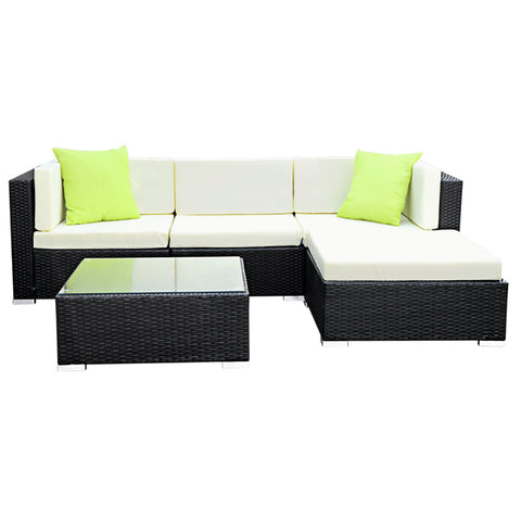 Gardeon 5-Piece Outdoor Sofa Set Wicker Couch Lounge Setting Cover Chez Guru
