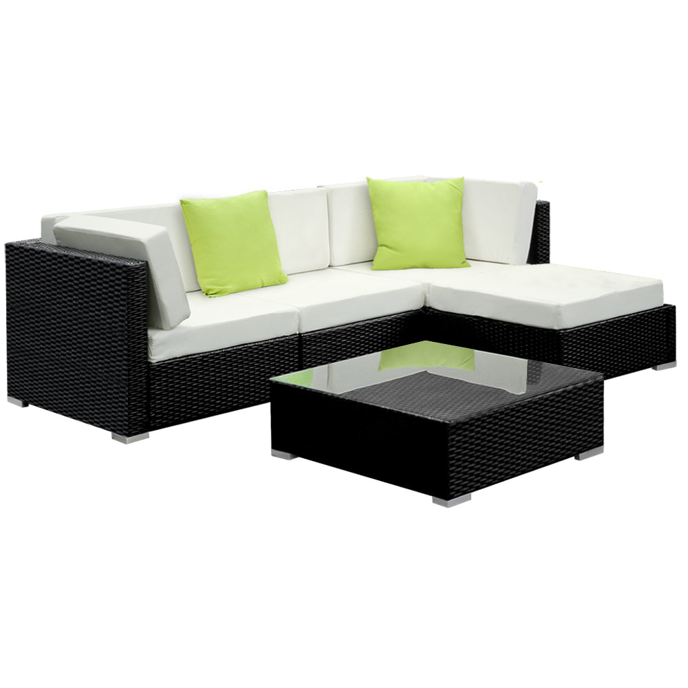 Gardeon 5-Piece Outdoor Sofa Set Wicker Couch Lounge Setting Cover Chez Guru