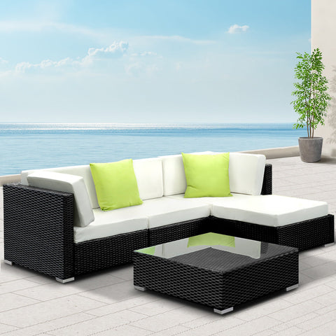 Gardeon 5-Piece Outdoor Sofa Set Wicker Couch Lounge Setting 4 Seater Chez Guru