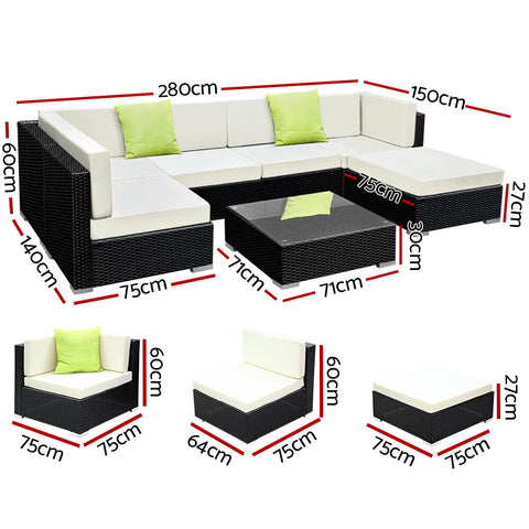 Gardeon 7-Piece Outdoor Sofa Set Wicker Couch Lounge Setting Cover Chez Guru