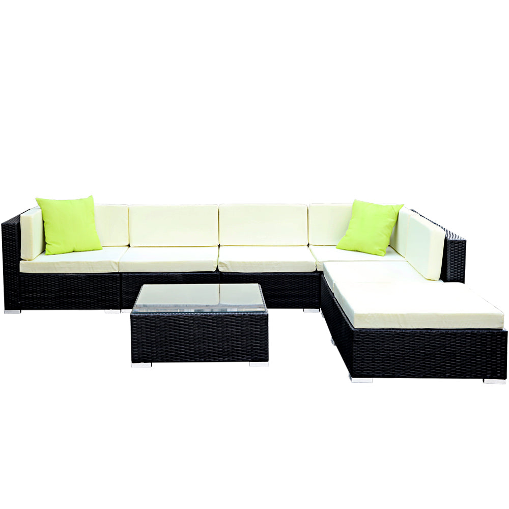 Gardeon 7-Piece Outdoor Sofa Set Wicker Couch Lounge Setting Cover Chez Guru