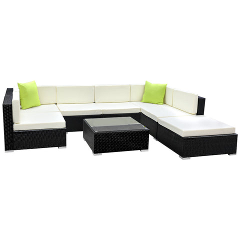 Gardeon 8-Piece Outdoor Sofa Set Wicker Couch Lounge Setting Cover Chez Guru