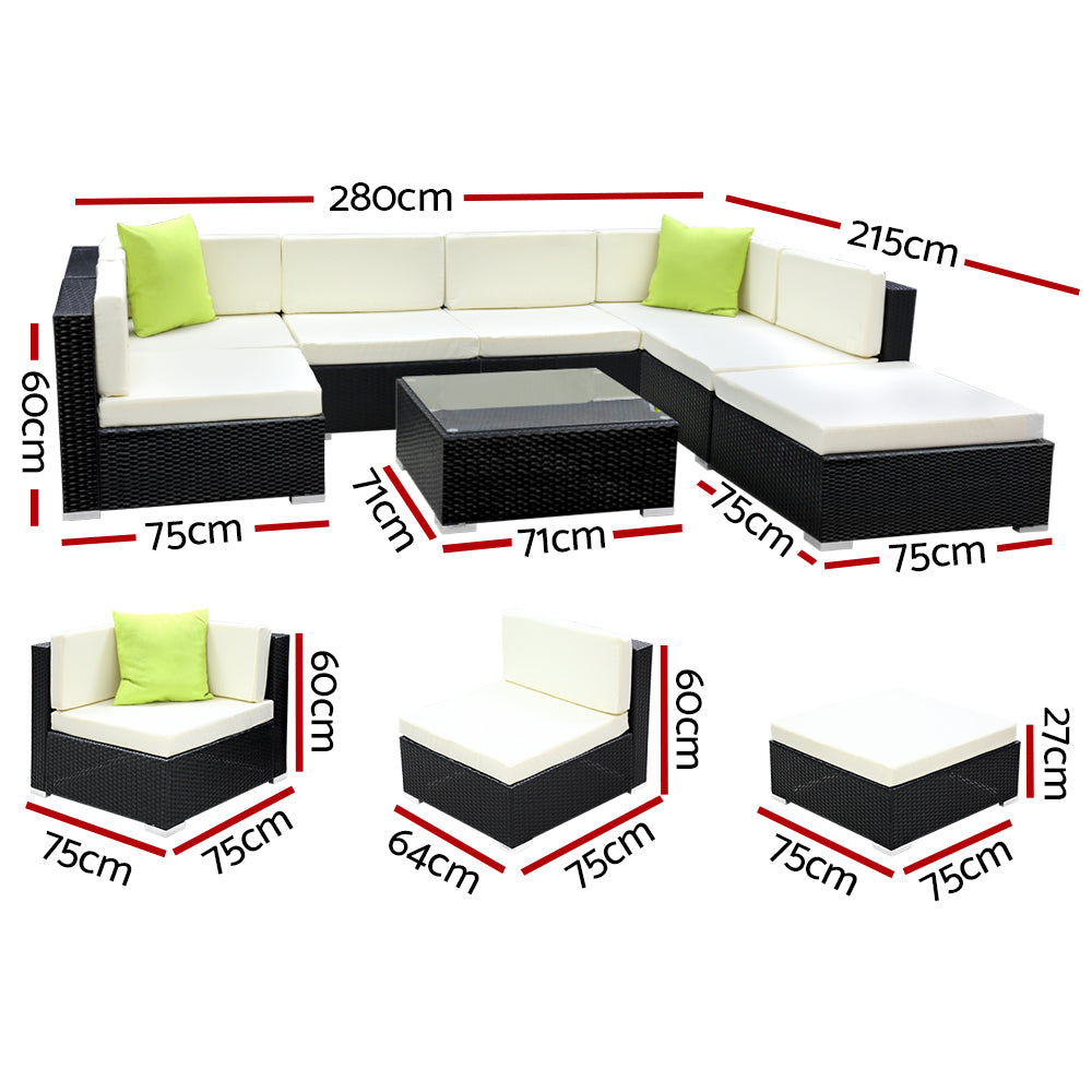 Gardeon 8-Piece Outdoor Sofa Set Wicker Couch Lounge Setting Cover Chez Guru