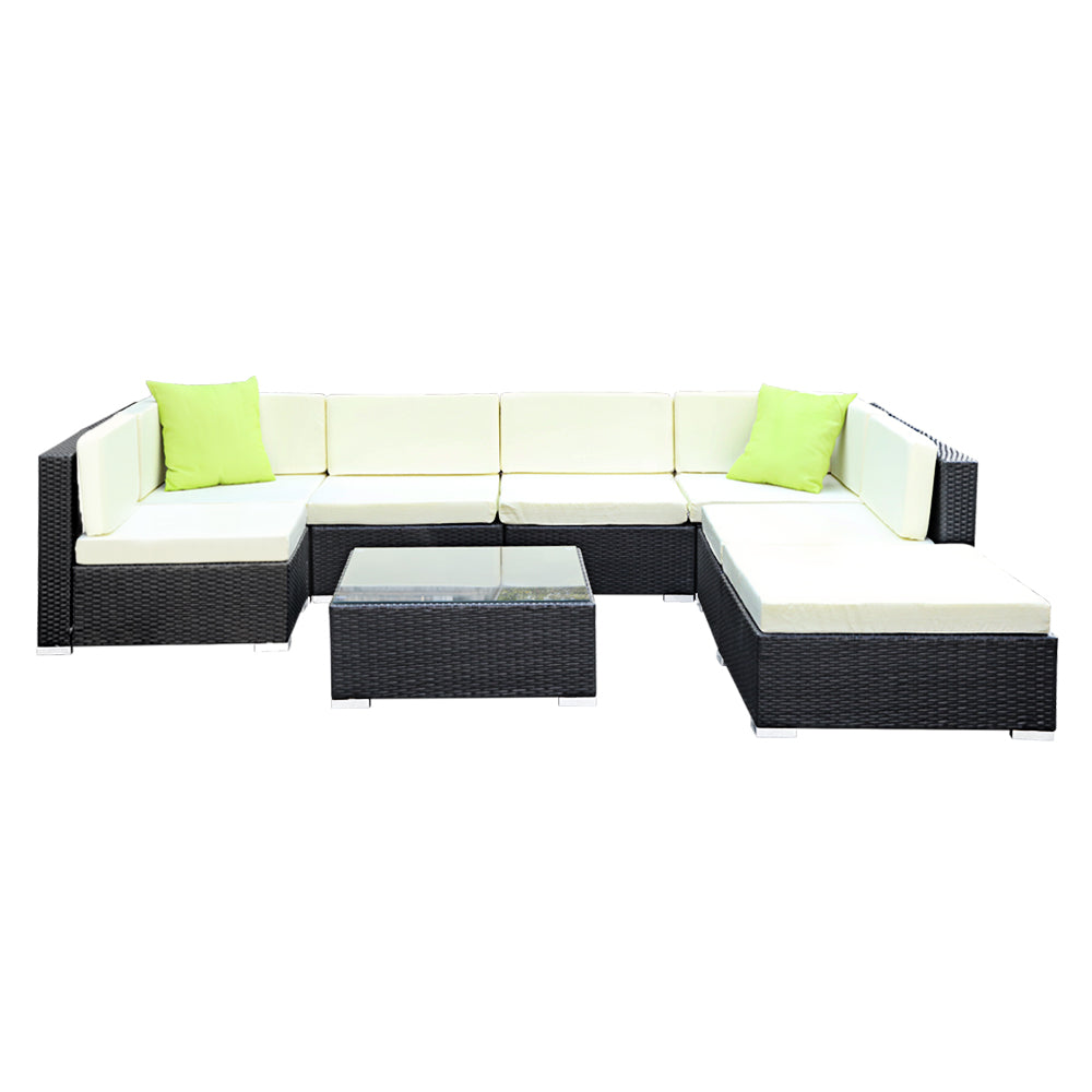 Gardeon 8-Piece Outdoor Sofa Set Wicker Couch Lounge Setting Cover Chez Guru