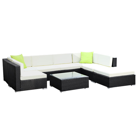 Gardeon 8-Piece Outdoor Sofa Set Wicker Couch Lounge Setting Cover Chez Guru