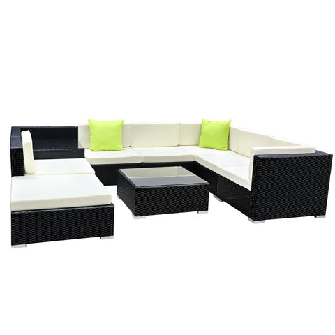 Gardeon 9-Piece Outdoor Sofa Set Wicker Couch Lounge Setting Cover Chez Guru
