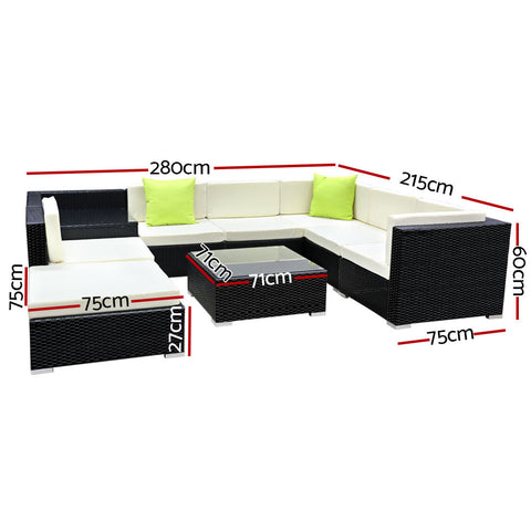 Gardeon 9-Piece Outdoor Sofa Set Wicker Couch Lounge Setting Cover Chez Guru